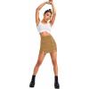 imageFloerns Womens Casual Split Hem High Waist Denim Skorts Skirt ShortsKhaki