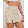 imageFloerns Womens Casual Split Hem High Waist Denim Skorts Skirt ShortsKhaki Plain