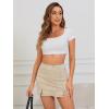 imageFloerns Womens Casual Split Hem High Waist Denim Skorts Skirt ShortsKhaki Plain