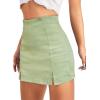imageFloerns Womens Casual Split Hem High Waist Denim Skorts Skirt ShortsLight Green