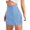 imageFloerns Womens Casual Split Hem High Waist Denim Skorts Skirt ShortsLight Wash