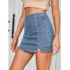 imageFloerns Womens Casual Split Hem High Waist Denim Skorts Skirt ShortsMedium Wash
