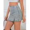 imageFloerns Womens Casual Split Hem High Waist Denim Skorts Skirt ShortsPale Blue