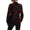 imageFloerns Womens Heart Print Long Sleeve Button Down Lapel Collar Blouse TopBlack