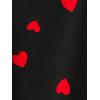 imageFloerns Womens Heart Print Long Sleeve Button Down Lapel Collar Blouse TopBlack