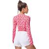 imageFloerns Womens Long Sleeve See Though Sheer Mesh Crop Tee TopsA Pink Strawberry