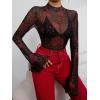 imageFloerns Womens Long Sleeve See Though Sheer Mesh Crop Tee TopsBlack Heart