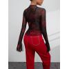 imageFloerns Womens Long Sleeve See Though Sheer Mesh Crop Tee TopsBlack Heart