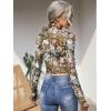 imageFloerns Womens Long Sleeve See Though Sheer Mesh Crop Tee TopsMulti Floral