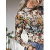 imageFloerns Womens Long Sleeve See Though Sheer Mesh Crop Tee TopsMulti Floral