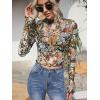 imageFloerns Womens Long Sleeve See Though Sheer Mesh Crop Tee TopsMulti Floral