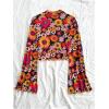 imageFloerns Womens Long Sleeve See Though Sheer Mesh Crop Tee TopsYellow Flower