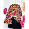 imageFloerns Womens Long Sleeve See Though Sheer Mesh Crop Tee TopsYellow Flower
