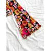 imageFloerns Womens Long Sleeve See Though Sheer Mesh Crop Tee TopsYellow Flower