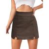 imageFloerns Womens Casual Split Hem High Waist Denim Skorts Skirt ShortsBrown