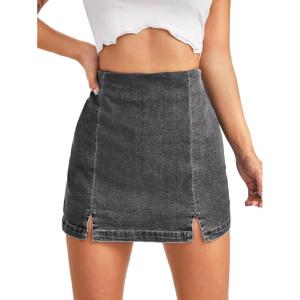 imageFloerns Womens Casual Split Hem High Waist Denim Skorts Skirt ShortsGrey Wash