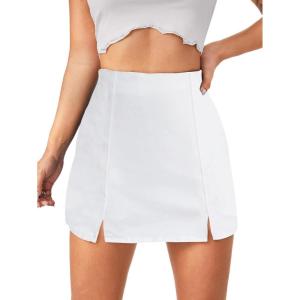 imageFloerns Womens Casual Split Hem High Waist Denim Skorts Skirt ShortsWhite