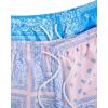 imageFloerns 2 Pack Mens Boho Drawstring Waist Paisley Print Summer Beach ShortsLight Pink  Blue Paisley