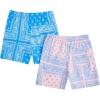 imageFloerns 2 Pack Mens Boho Drawstring Waist Paisley Print Summer Beach ShortsLight Pink  Blue Paisley