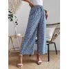 imageFloerns Womens Boho Printed Tie Front Drawstring High Waist Wide Leg PantsBlue