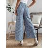 imageFloerns Womens Boho Printed Tie Front Drawstring High Waist Wide Leg PantsBlue