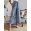 imageFloerns Womens Boho Printed Tie Front Drawstring High Waist Wide Leg PantsBlue