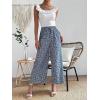 imageFloerns Womens Boho Printed Tie Front Drawstring High Waist Wide Leg PantsBlue