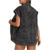 imageFloerns Womens Casual Flap Pocket Cap Sleeve Button Front Denim Vest JacketBlack