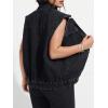 imageFloerns Womens Casual Flap Pocket Cap Sleeve Button Front Denim Vest JacketBlack Solid