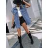 imageFloerns Womens Casual Flap Pocket Cap Sleeve Button Front Denim Vest JacketBlue