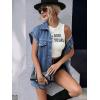 imageFloerns Womens Casual Flap Pocket Cap Sleeve Button Front Denim Vest JacketBlue