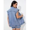 imageFloerns Womens Casual Flap Pocket Cap Sleeve Button Front Denim Vest JacketLight Blue