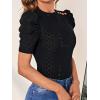 imageFloerns Womens Casual Frill Mock Neck Short Puff Sleeve Keyhole Back Work Office BlouseBlack Jade