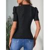 imageFloerns Womens Casual Frill Mock Neck Short Puff Sleeve Keyhole Back Work Office BlouseBlack Jade