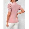 imageFloerns Womens Casual Frill Mock Neck Short Puff Sleeve Keyhole Back Work Office BlouseDusty Pink