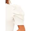 imageFloerns Womens Casual Frill Mock Neck Short Puff Sleeve Keyhole Back Work Office BlouseWhite
