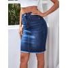 imageFloerns Womens Casual High Waist Raw Hem Bodycon Pencil Denim SkirtA Deep Blue