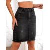 imageFloerns Womens Casual High Waist Raw Hem Bodycon Pencil Denim SkirtBlack Plain