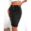 imageFloerns Womens Casual High Waist Raw Hem Bodycon Pencil Denim SkirtBlack Plain