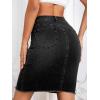 imageFloerns Womens Casual High Waist Raw Hem Bodycon Pencil Denim SkirtBlack Solid