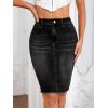 imageFloerns Womens Casual High Waist Raw Hem Bodycon Pencil Denim SkirtBlack Solid