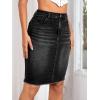 imageFloerns Womens Casual High Waist Raw Hem Bodycon Pencil Denim SkirtBlack Solid