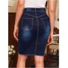 imageFloerns Womens Casual High Waist Raw Hem Bodycon Pencil Denim SkirtBlue Ink