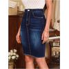 imageFloerns Womens Casual High Waist Raw Hem Bodycon Pencil Denim SkirtBlue Ink