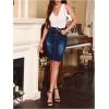 imageFloerns Womens Casual High Waist Raw Hem Bodycon Pencil Denim SkirtBlue Ink
