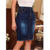 imageFloerns Womens Casual High Waist Raw Hem Bodycon Pencil Denim SkirtBlue Ink
