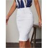 imageFloerns Womens Casual High Waist Raw Hem Bodycon Pencil Denim SkirtWhite