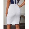 imageFloerns Womens Casual High Waist Raw Hem Bodycon Pencil Denim SkirtWhite