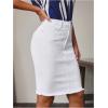 imageFloerns Womens Casual High Waist Raw Hem Bodycon Pencil Denim SkirtWhite