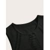imageFloerns Womens Cut Out Sleeveless Round Neck Punk Rock Solid Ripped Crop Tank TopBlack Plain